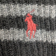 Écharpe Polo Ralph Lauren Noire Côtelée Laine d'Agneau Logo Rouge Foncé