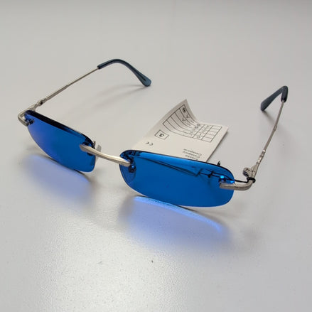 Lunettes de soleil Y2K Sans Monture Verres Rectangulaires Biseautés Teintés Bleu