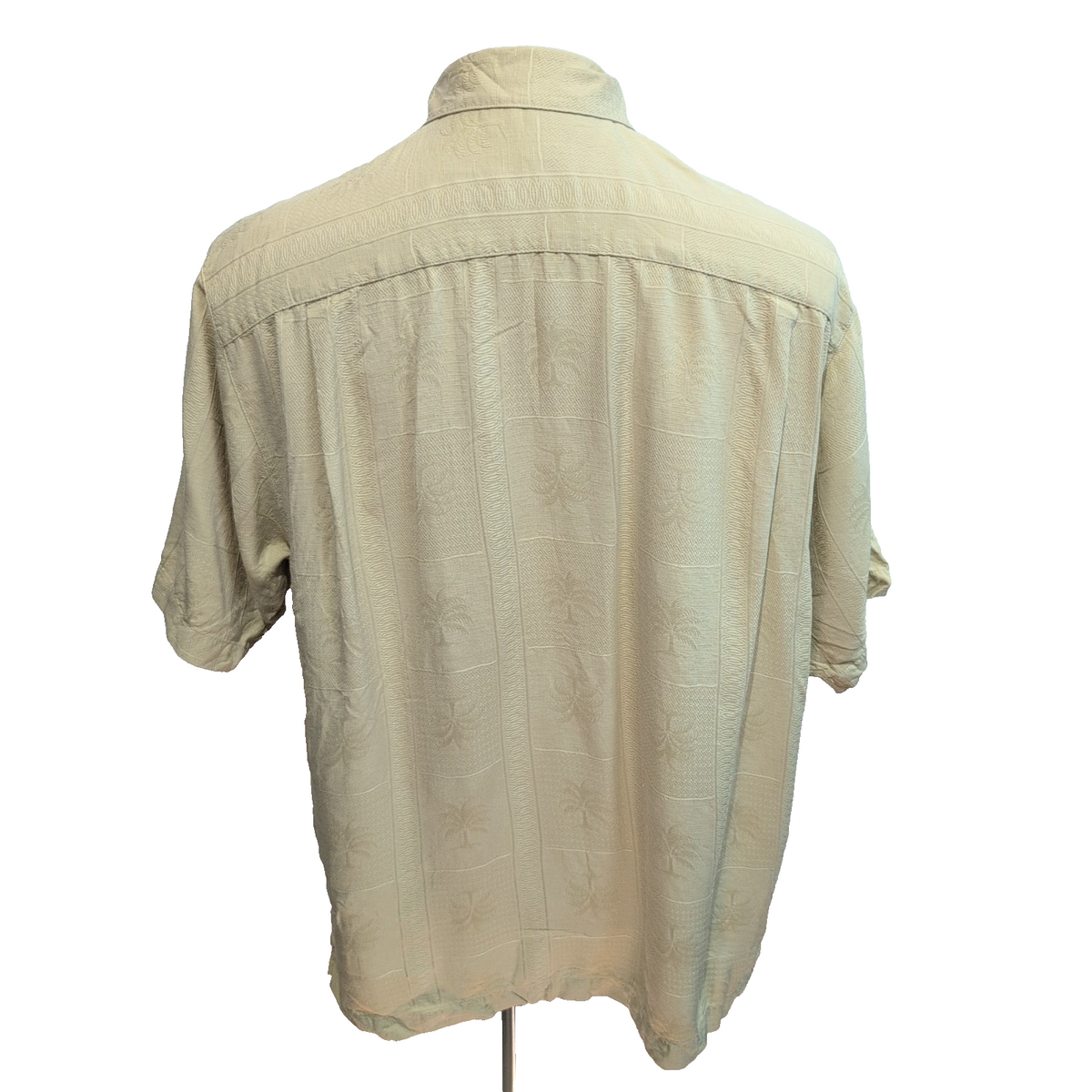 Chemise Hawaïenne Tommy Bahama S 100% Soie Jaune Pâle Palmier manches courtes