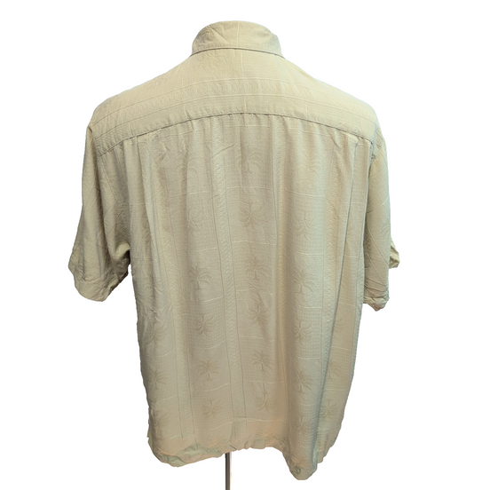 Chemise Hawaïenne Tommy Bahama S 100% Soie Jaune Pâle Palmier manches courtes