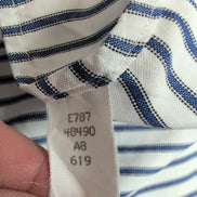 Chemise Lands' End Oxford L/XL Blanche Rayures Bleues manches longues