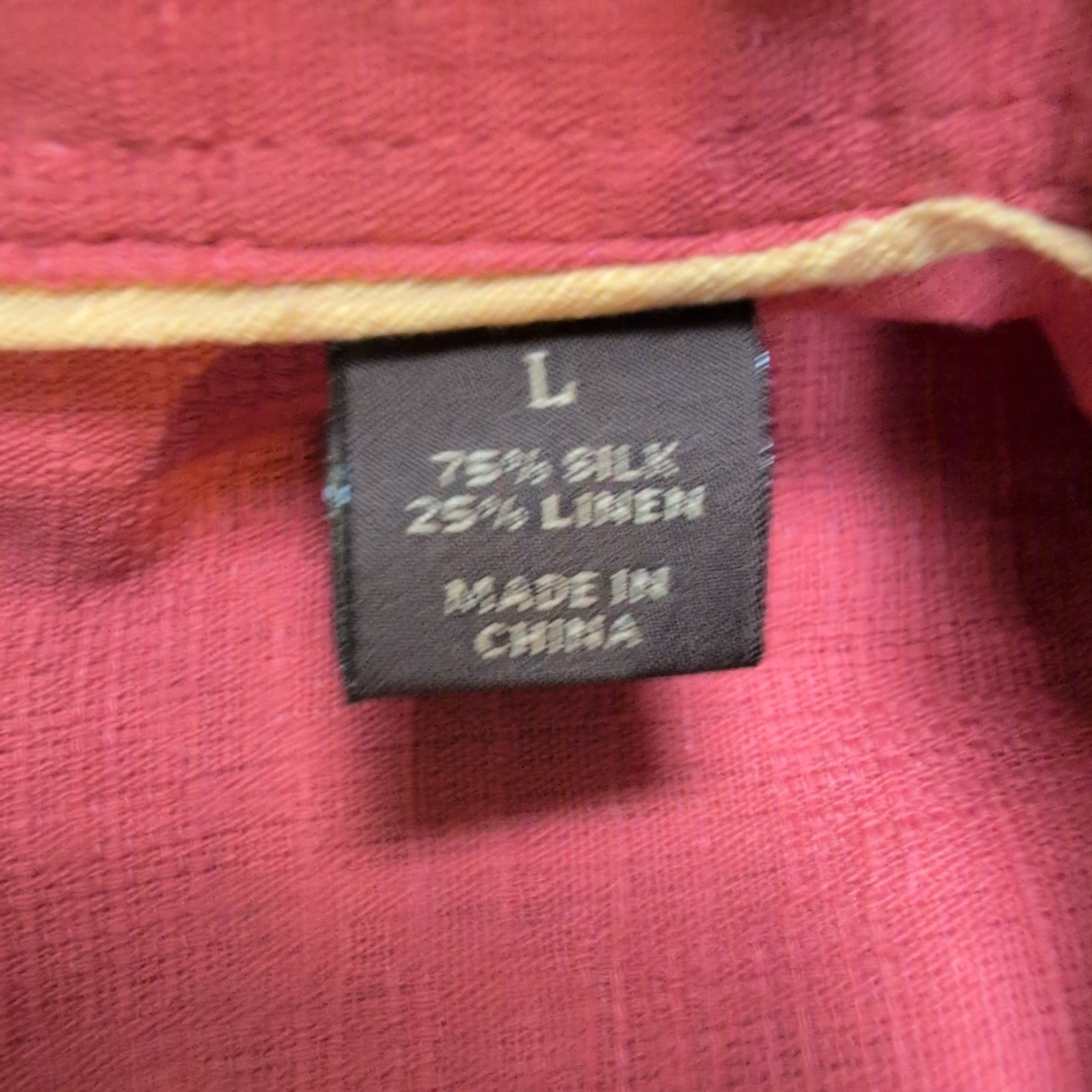 Chemise Tasso Elba Soie Lin Rouge Pâle Manches Courtes Taille L