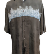Chemise Hawaïenne Moda Campia L Rayonne Marron Cocktails Palmiers Vintage