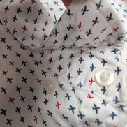 Chemise Nicole Miller XL blanche avions coton stretch manches courtes