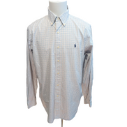Chemise Ralph Lauren Classic Fit L Carreaux Blanc Bleu Coton