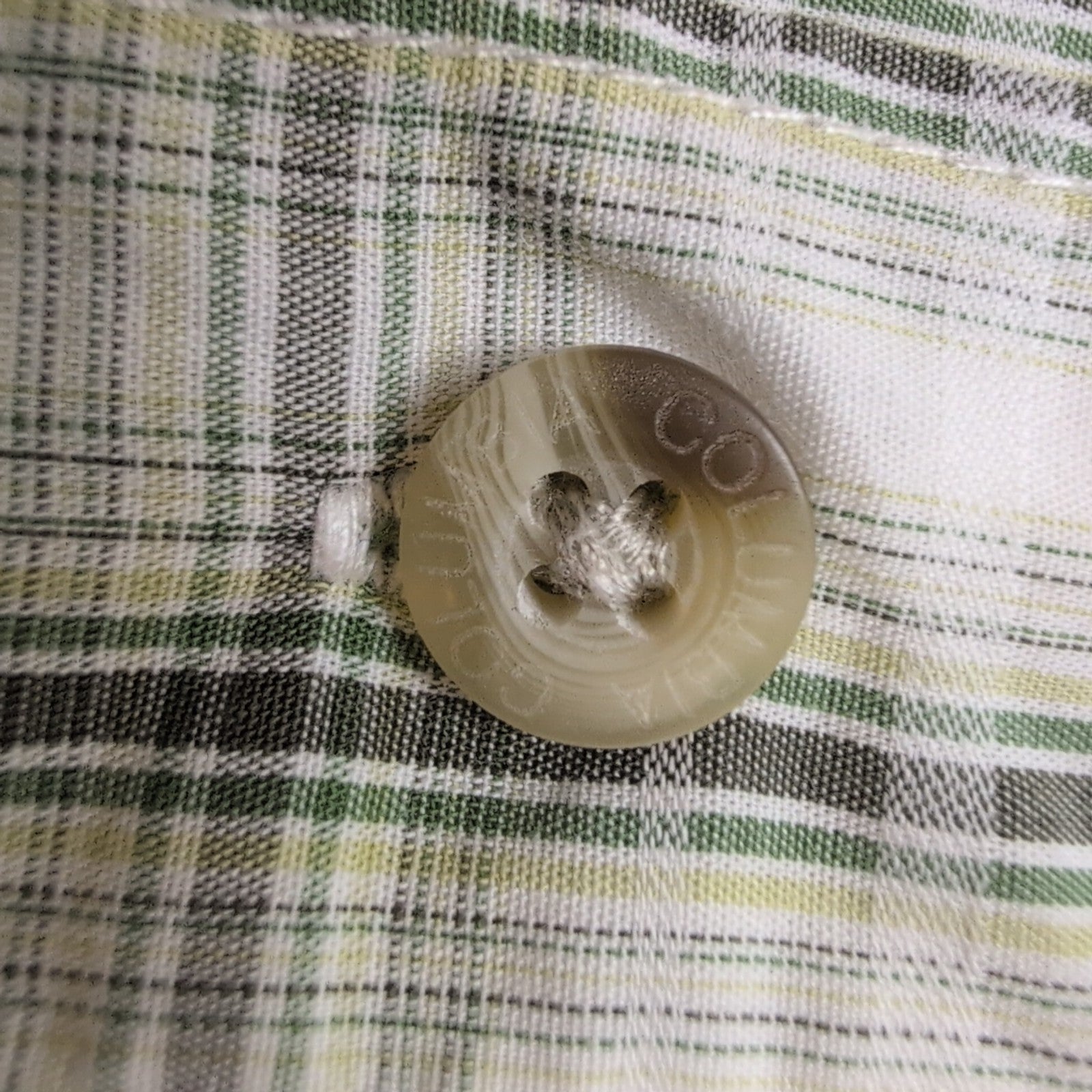 Chemise Columbia manches courtes à carreaux verts et blancs poche XL