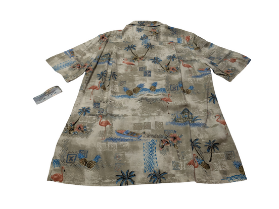 Chemise hawaïenne Batik Bay flamand rose manches courtes taille M
