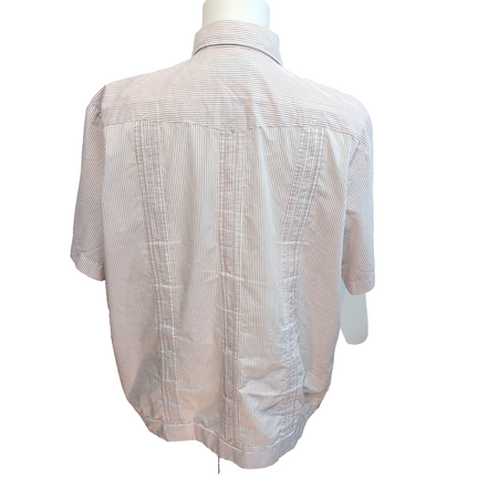 Chemise Hawaïenne Haband XL Bordeaux Rayures 4 Poches Panama Brodée