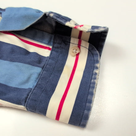 Chemise Ralph Lauren Blair M Rayures Bleu Blanc Rouge Logo Rouge