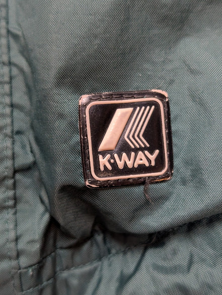 K-WAY Plus Veste Imperméable S Vert Foncé Coupe-Vent Capuche dans Col | 319BSR