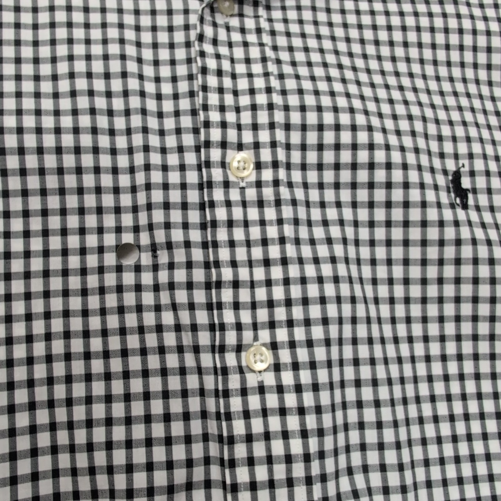 Chemise Polo Ralph Lauren XL Yarmouth Carreaux Noir Blanc Coton Logo Noir