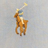 Chemise Ralph Lauren Slim Fit L Chambray Oxford Bleu Logo Marron manches courtes