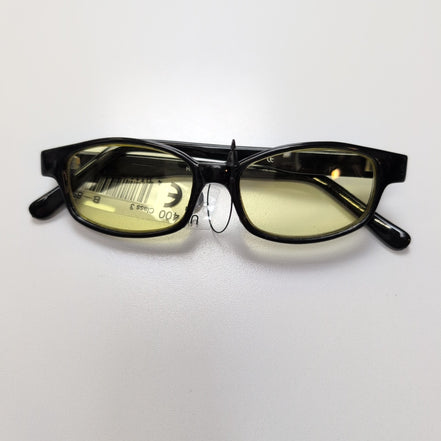 Lunettes de soleil Y2K Branches larges Noir brillant Verres jaunes