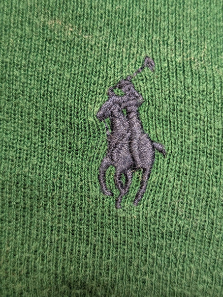 Pull Fin Polo Ralph Lauren Vert Col V Taille XL 100% Coton Pima | 542WSR
