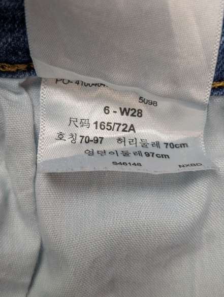 Jean Levi's Denizen Femme Bleu Clair Stretch Rock Troué Ourlet T34 W28