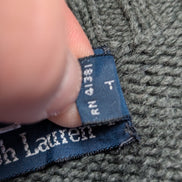 Pull Polo Ralph Lauren XL gris foncé col rond coton logo violet brodé