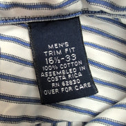 Chemise Lands' End Oxford L/XL Blanche Rayures Bleues manches longues