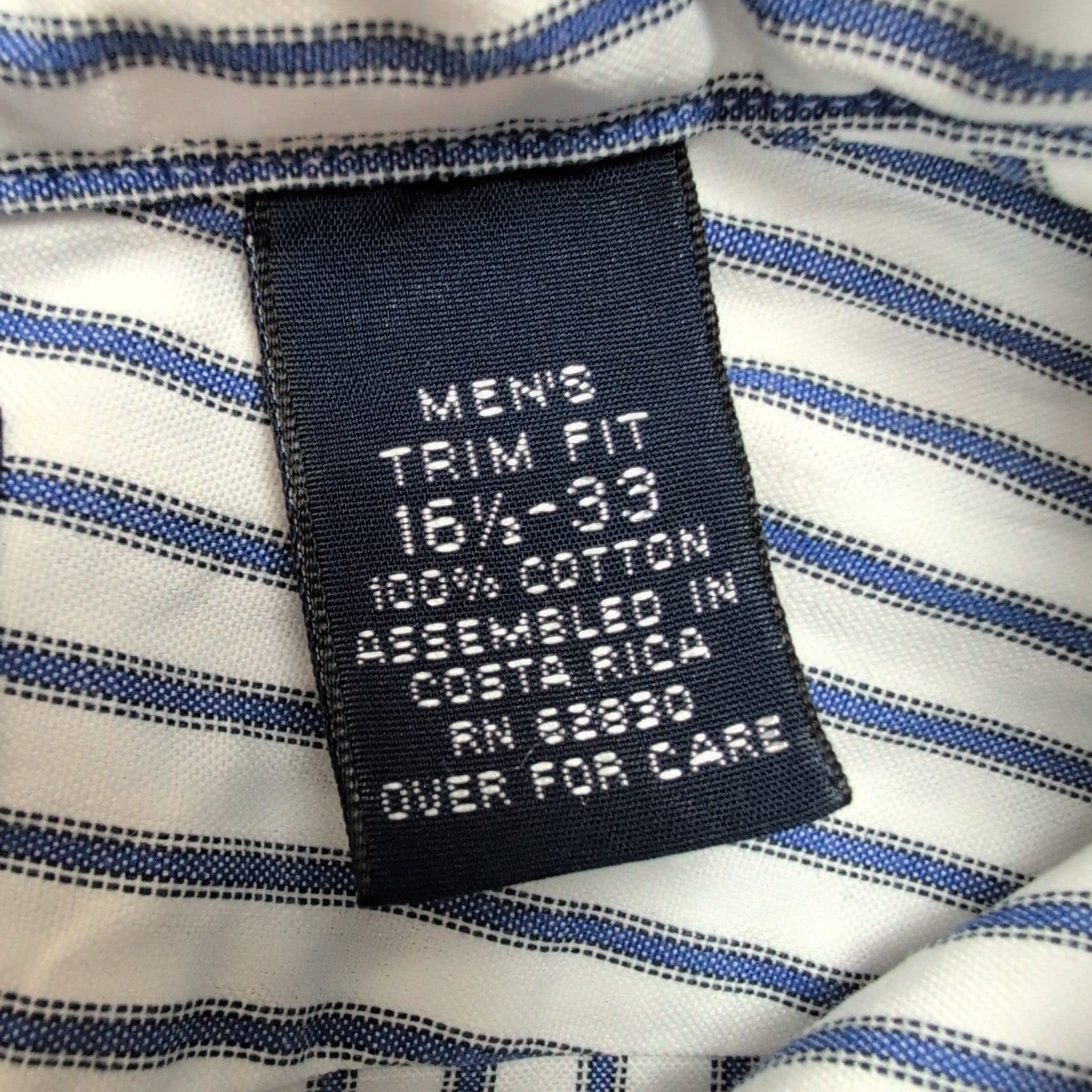 Chemise Lands' End Oxford L/XL Blanche Rayures Bleues manches longues