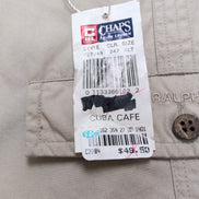 Chemise Chaps Ralph Lauren Manches Courtes Crème Coton Cuba Café Taille XLT