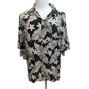 Chemise Hawaïenne Jamaica Jaxx 100% Soie Noire Feuillage Taille L