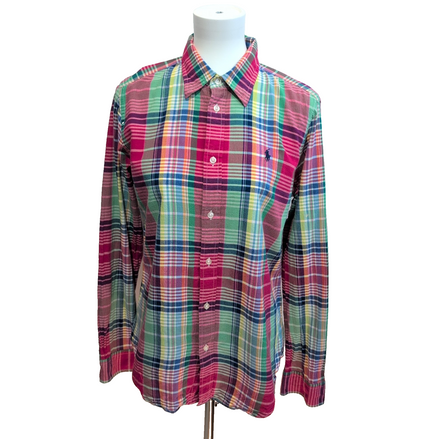 Chemise Ralph Lauren Femme XL 44 46 Fuchsia Carreaux Coton Cintrée