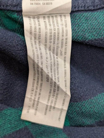 🌊 Chemise HOLLISTER Flanelle Carreaux Vert Bleu M Coton |306S