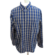 Chemise Nautica XL Bleu Carreaux Classic Fit 100% Coton Made in Mauritius