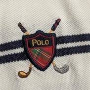 Polo manches courtes Polo Ralph Lauren blanc rayures bleu écusson golf taille L