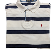 Polo rugby manches courtes Polo Ralph Lauren XXL rayures marine blanc Custom Fit