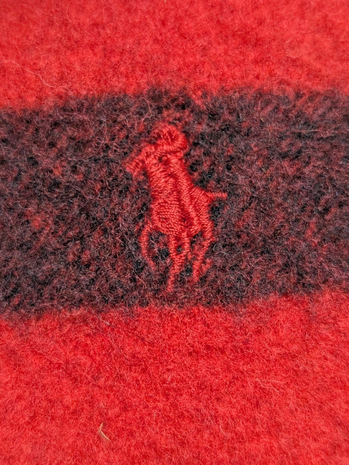 Écharpe Polo Ralph Lauren Vintage Laine Rouge Vif Made in Italy