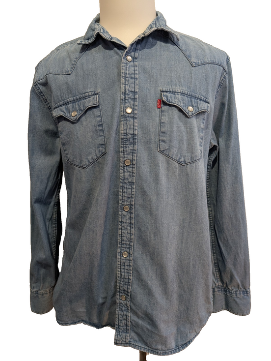 Chemise LEVI'S Western Jean Denim Bleu Clair - Boutons Pression - Taille M