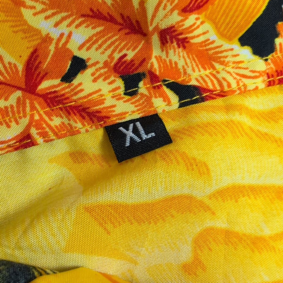 Chemise Hawaïenne Polyester Jaune Orange Motif Bateaux XL