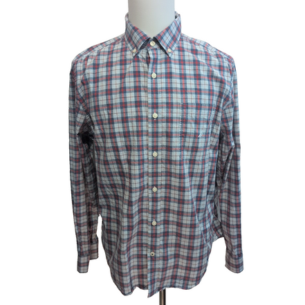 Chemise Nautica L Classic Fit Rouge Bleu Carreaux Coton Logo Manches longues