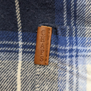 🌲 CHEMISE FLANELLE PERFORMANCE CHAPS M (M) CARREAUX BLEU BLANC LOGO CUIR