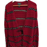 Gilet LAUREN Ralph Lauren femme S rouge noir rayures lin coton hand knit