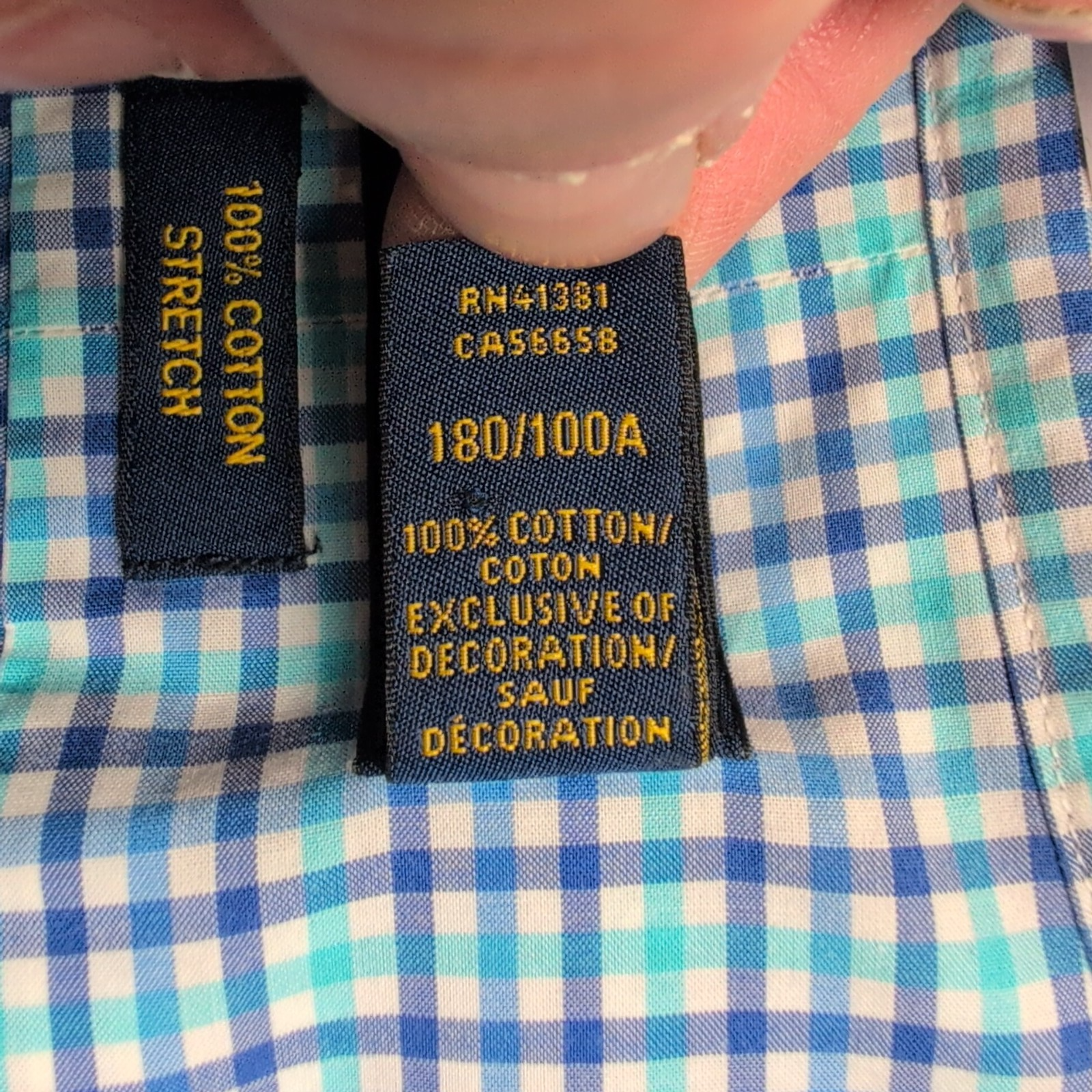 Chemise Ralph Lauren Custom Stretch L Bleu Turquoise Carreaux Logo Bleu