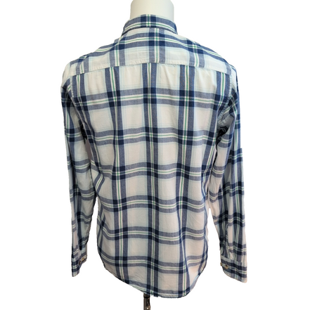 Chemise Wrangler Carreaux Bleus Blancs 100% Coton Manches Longues Taille S