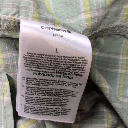 Chemise Carhartt Relaxed Fit L Vert Carreaux Manches Courtes Poches