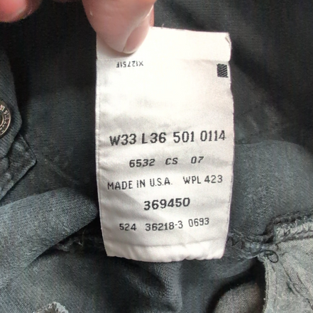 Levi’s 501 Jean Homme W33 L36 Noir Vintage Pantalon Bouton Coton