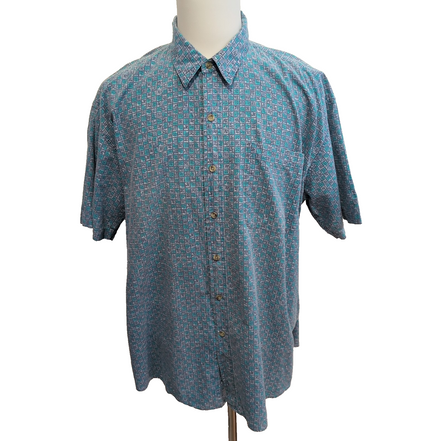 Chemise L.L. BEAN Homme XL Verte à Motifs Géométriques Manches Courtes Poche