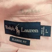 CHEMISE Ralph Lauren Homme L/XL CLASSIC FIT Rose Poudré Logo Marron Poche