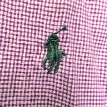 Chemise Ralph Lauren M Violette Carreaux Logo Vert Classic Fit Shirt BD