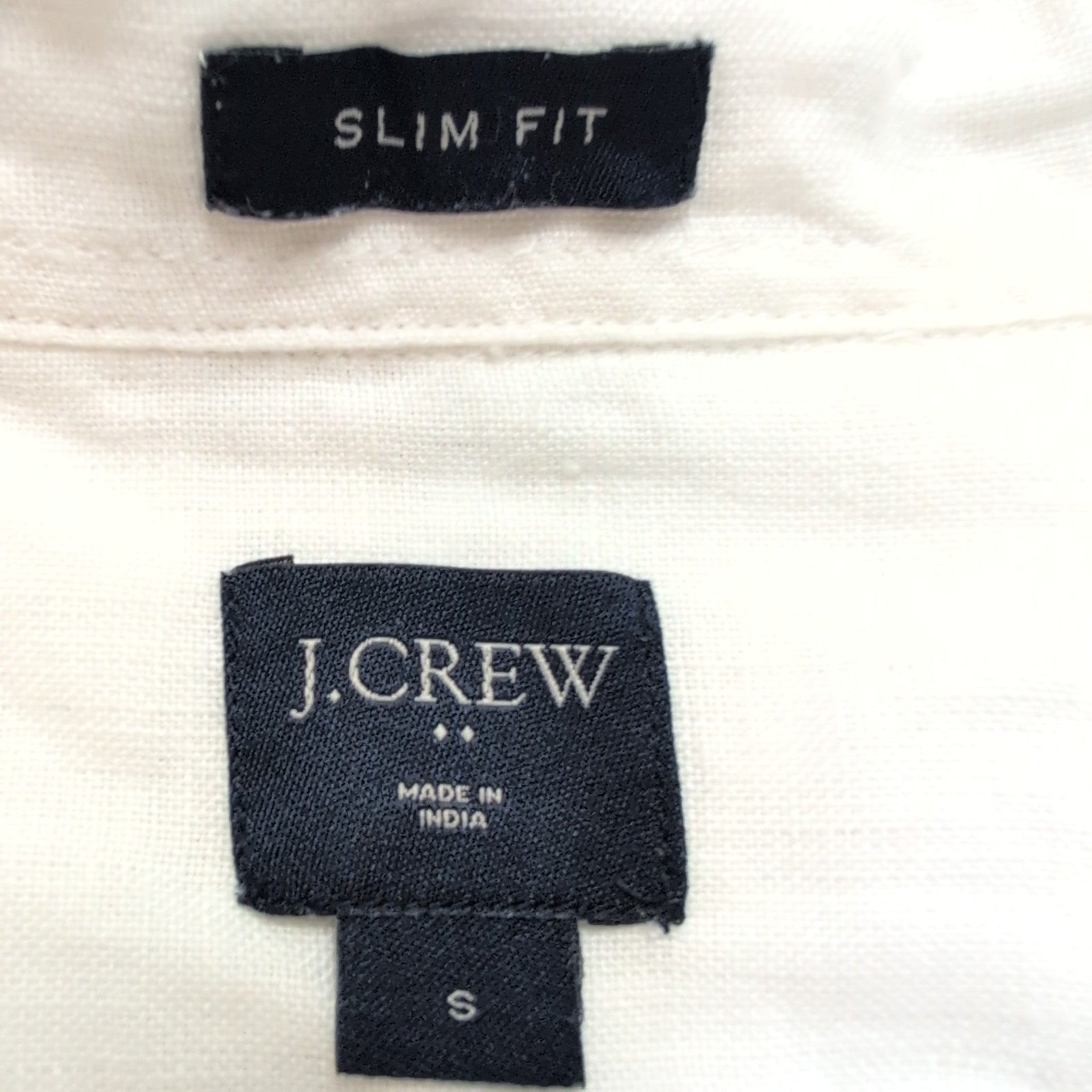 Chemise J.Crew S Slim Fit Blanc Uni 100% Lin Poche manches longues