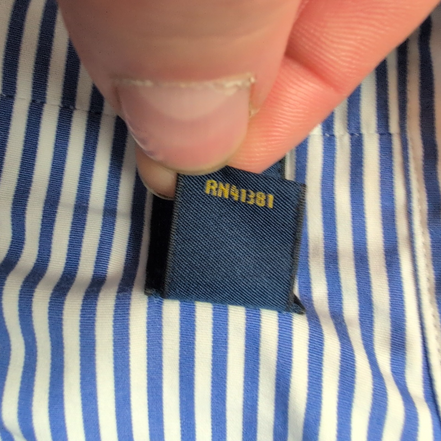 Chemise Ralph Lauren Rayures Bleues Logo Jaune L Coton Manches Courtes