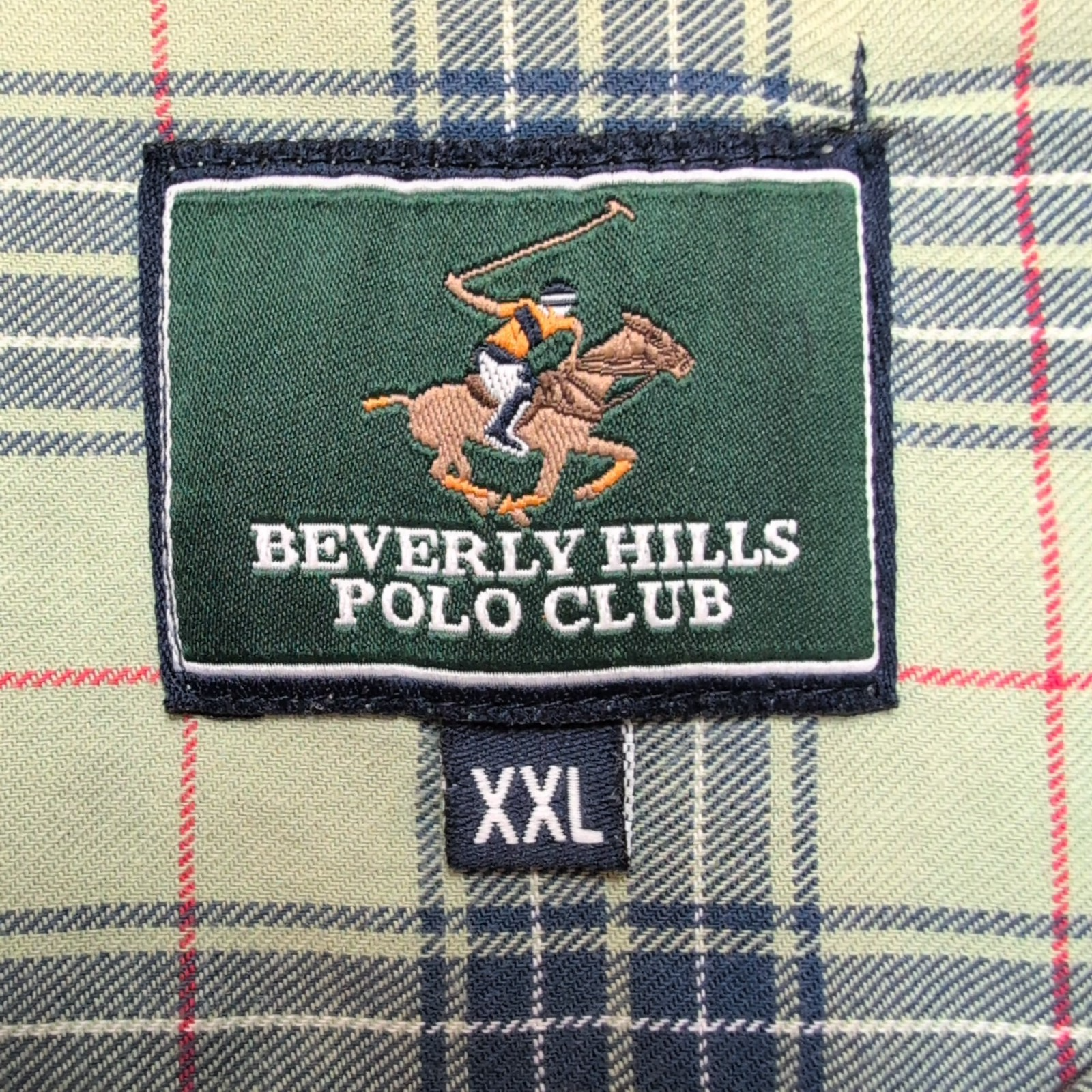 Chemise Beverly Hills Polo Club XXL Vert Pâle Carreaux Logo Brodé Poche