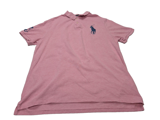 Polo manches courtes Polo Ralph Lauren Big Pony rose XXL Custom Slim Fit