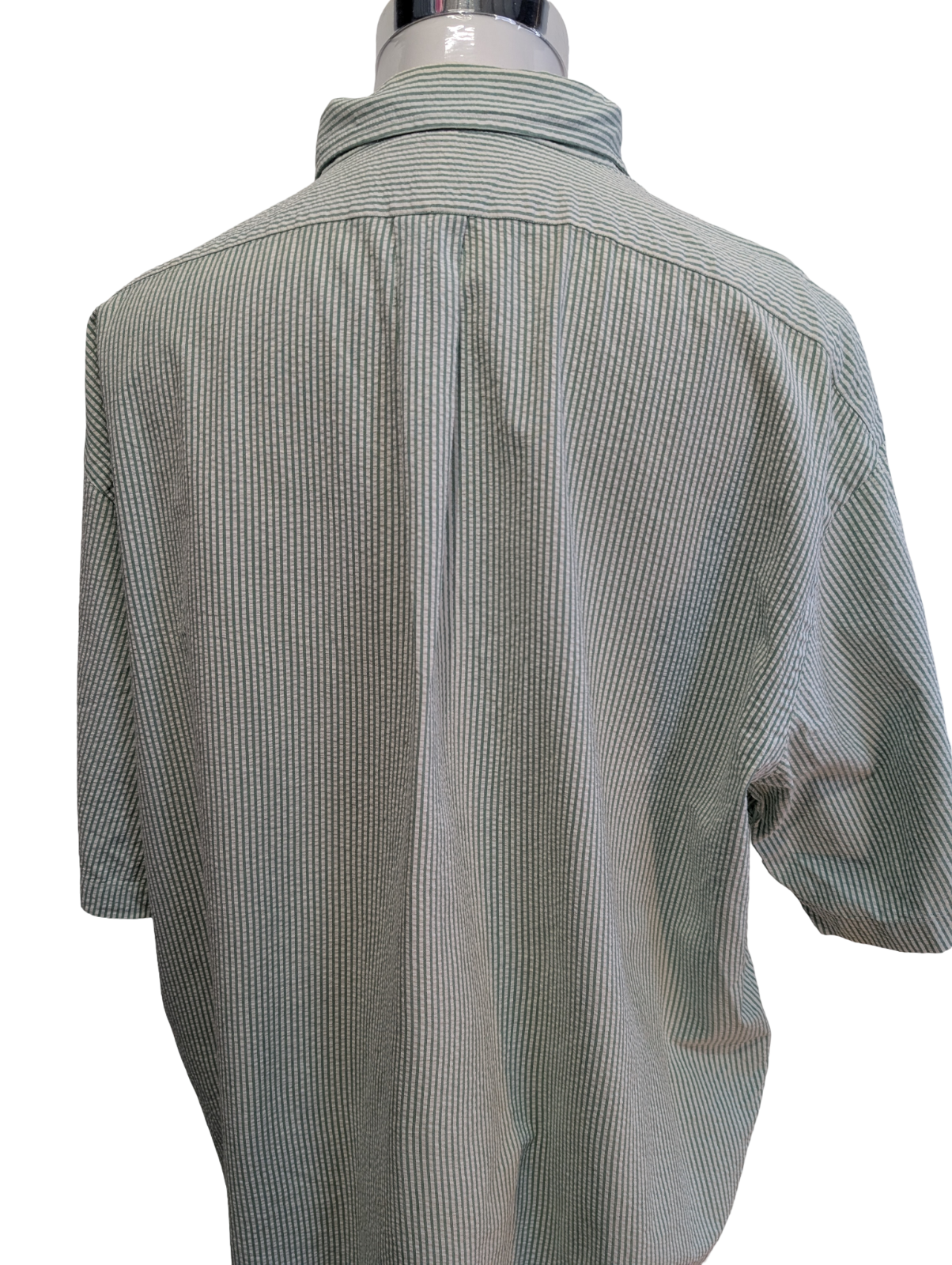 Chemise Polo Ralph Lauren Shirt XXL Blake Vert Rayé Gaufré Manches Courtes BD