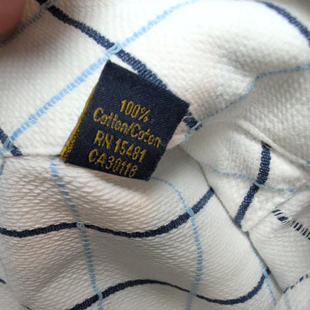 Chemise Tommy Hilfiger Homme XL/XXL Blanche Carreaux Bleus Coton Poche