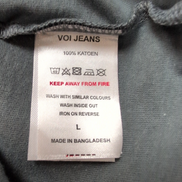 T-shirt VOI Jeans Co Taille L Gris Logo Brodé Doré 100% Coton Neuf Étiquette