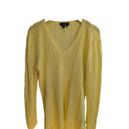 Pull femme LAUREN Ralph Lauren 100% lin jaune col V torsadé taille XL